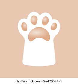 Cute white cat paw foot on brown background vector design