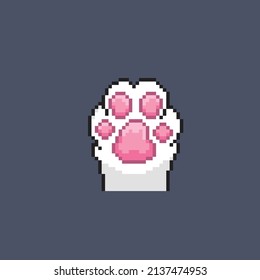 Cute White Cat Paw In Pixel Style