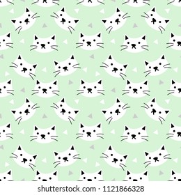 Cute white cat seamless pattern