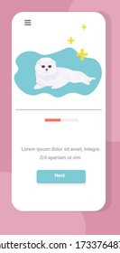 cute white cat sleeping home pet relaxing on floor smartphone screen mobile app vertical copy space vector illustration