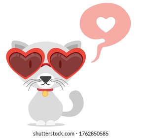 Cute white cat with speech bubble.Vector illustration of cute cats with speech bubble series.