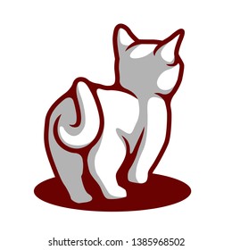 Cute white cat vector cartoon walking illustration - Vector