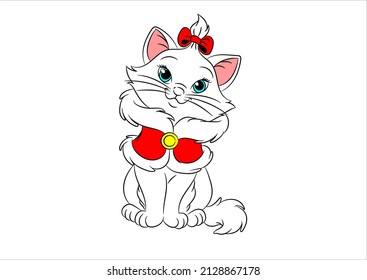 cute white cat vector illustration