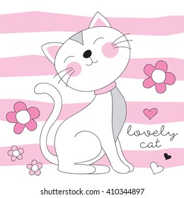 cute white cat vector illustration