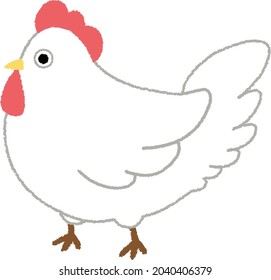 Cute white chicken. Vector animal illustration isolated on a white background.