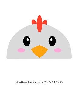 cute white cock vector, cartoon white cock face, drawing white cock face easy and simple full color. cute chiken vector.