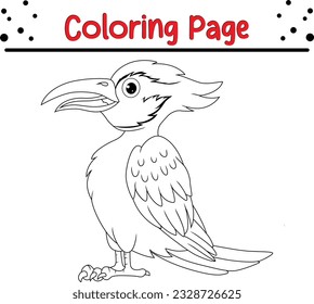 Cute  white cockatoo cartoon coloring page illustration vector. For kids coloring book. Wild animal coloring pages for kids