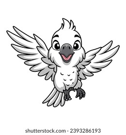 Cute white cockatoo cartoon on white background