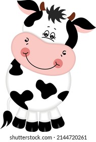 Cute white cow standing isolated
