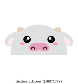 : cute white cow vector. Cute calf vector. drawing cartoon cow face, drawing cow face easy and simple full color