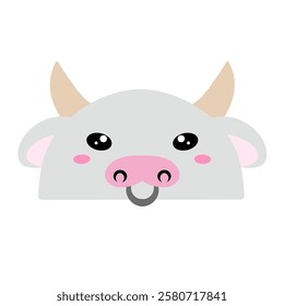 cute white cow vector, drawing cartoon cow face, drawing cow face easy and simple full color