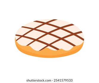 Donut blanco lindo de la crema con la Ilustración vectorial de la llovizna del choco Doodle de la panadería de la comida aislado en fondo transparente