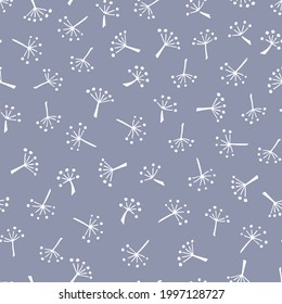 Cute white dandelion spores. Seamless graphic pattern. Vector illustration.
