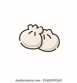 Cute White Dimsum Icon Simple Design