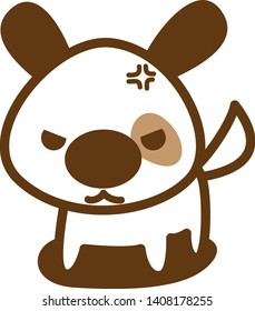 Cute white dog. Angry image illustration