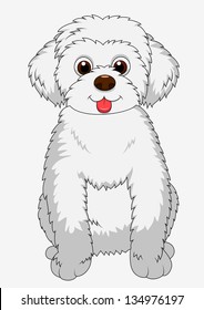 Cute white dog cartoon