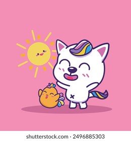 Lindo perro blanco y chica bienvenida a la mañana