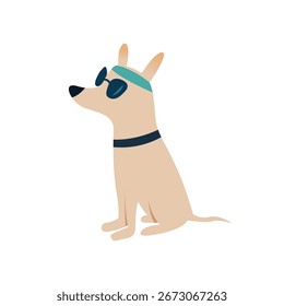 Linda ilustración de perro blanco. Linda ilustración plana en estilo de dibujos animados sobre fondo blanco. 