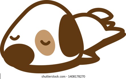 Cute white dog sleeping, image illustration
