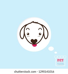 cute white dog;logo pet shop