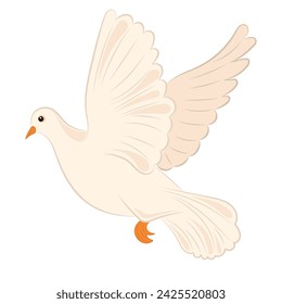 Cute white dove Peace symbol Vector illustration