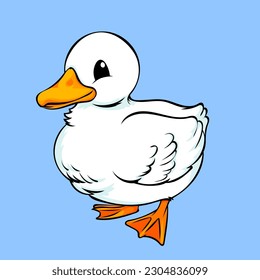 Cute white duck character illustrator cartoon