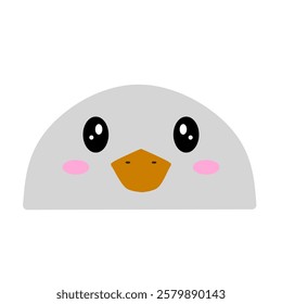 cute white duck vector, cartoon duck face, drawing duck face easy and simple full color