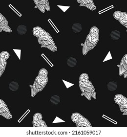 cute white eagle bird animal seamless white object pattern wallpaper with design dark black background.