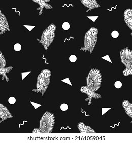 papel tapiz de patrón de objetos blancos sin soldadura con diseño de fondo negro oscuro.