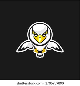 cute white eagle character or icon