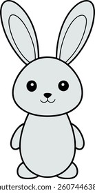 Cute white Easter bunny cartoon.