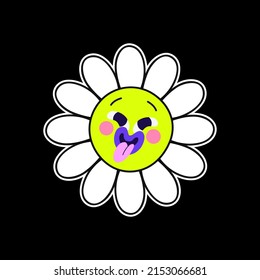 cute white flower character vector