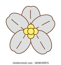 cute white flower fill style icon vector illustration design