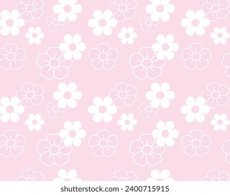 Cute white flowers on pink background