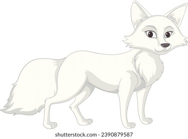Dibujo aislado de zorro blanco lindo