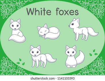 Cute White fox Cartoon set
Illustration of Wildlife isolated on a white background.