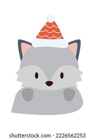 Cute white fox flat icon Winter wild animal
