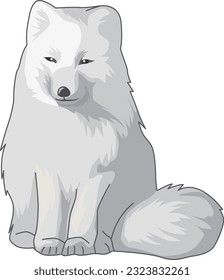 Cute white fox illustration, staring straight ahead
