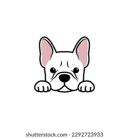 Cute white french bulldog cartoon isolated on a white background, vector illustration