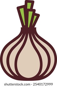 Cute White Garlic Vector Illustration