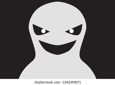 A cute white ghost with a black floor scene.