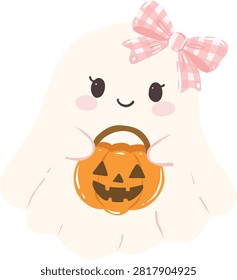 Cute white ghost character