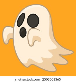 Cute white ghost halloween icon