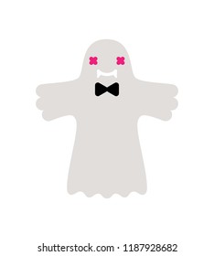 Cute white ghost icon. Vector