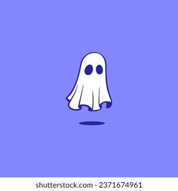 El diseño del logotipo del fantasma blanco. Ilustración vectorial de forma simple fantasma blanco volando en el aire. diseño de logotipo moderno icono vectorial