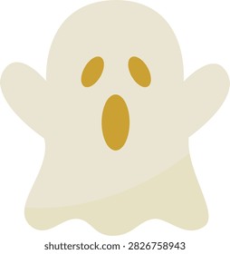 Cute white ghost spooky character illustration
