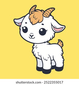 Cute white Goat illustration, Baby Goat design