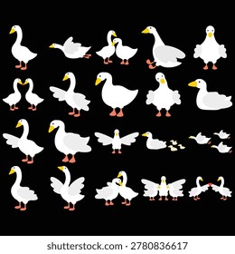 Cute White Goose Cartoon Character