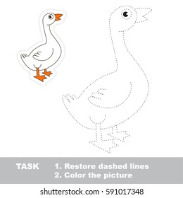 Cute White Goose. Dot to dot educational tracing game for preschool kids.