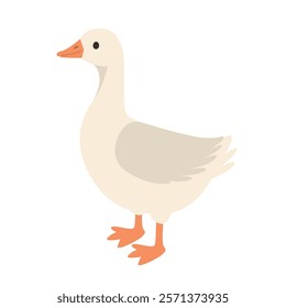 cute white goose or duck icon - vector illustration